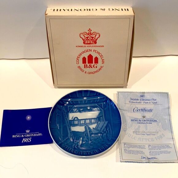 1985 B&G Bing & Grondahl Christmas Plate  Edward Jensen Christmas Eve - Picture 1 of 3